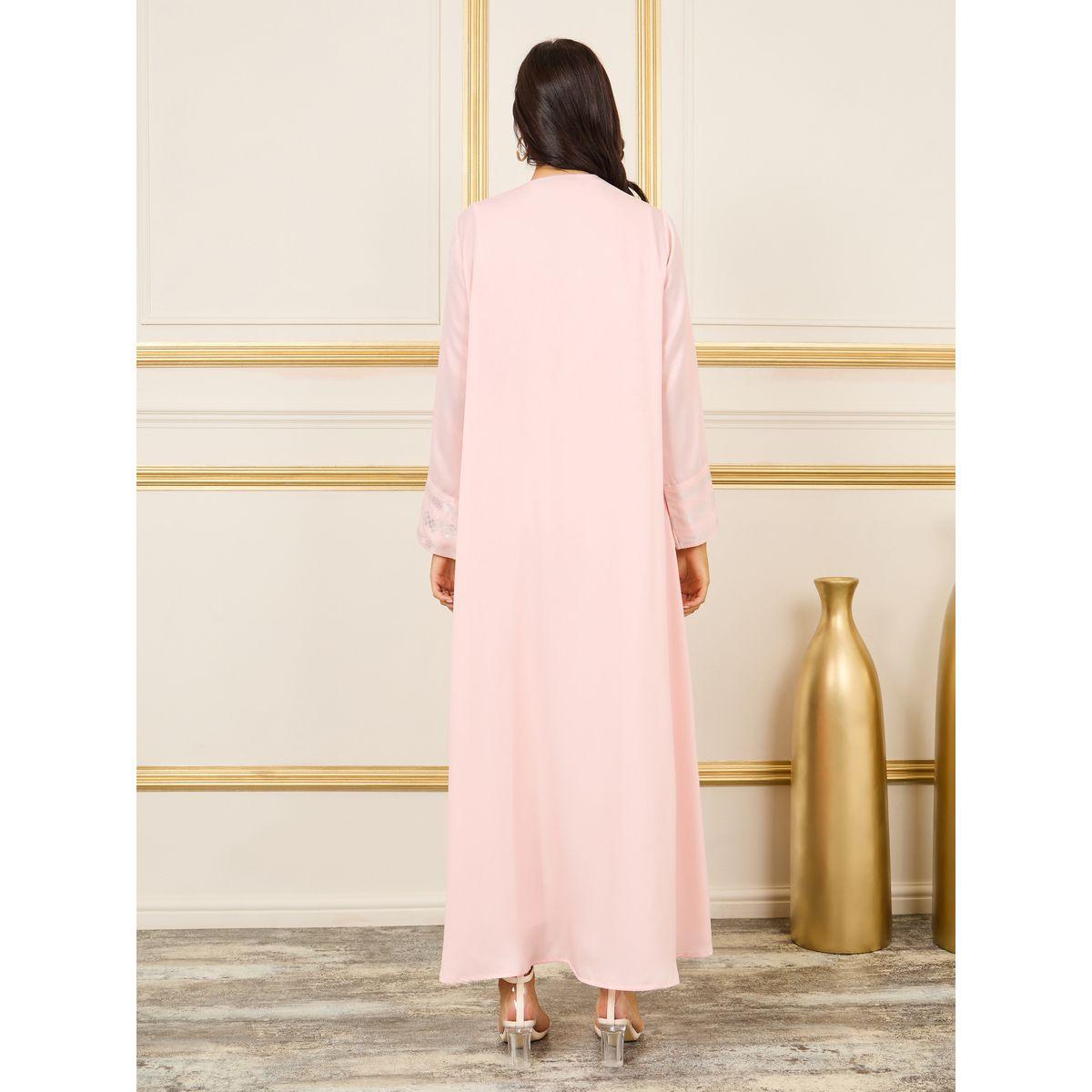 Styli Foil Print Open Front Jalabiya-women-arabicclothing-abayas-image-4