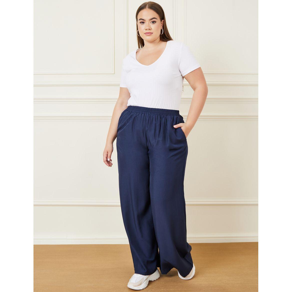 بنطال سادة بأرجل واسعة وجيوب-women-clothing-bottoms-trousers-image-2