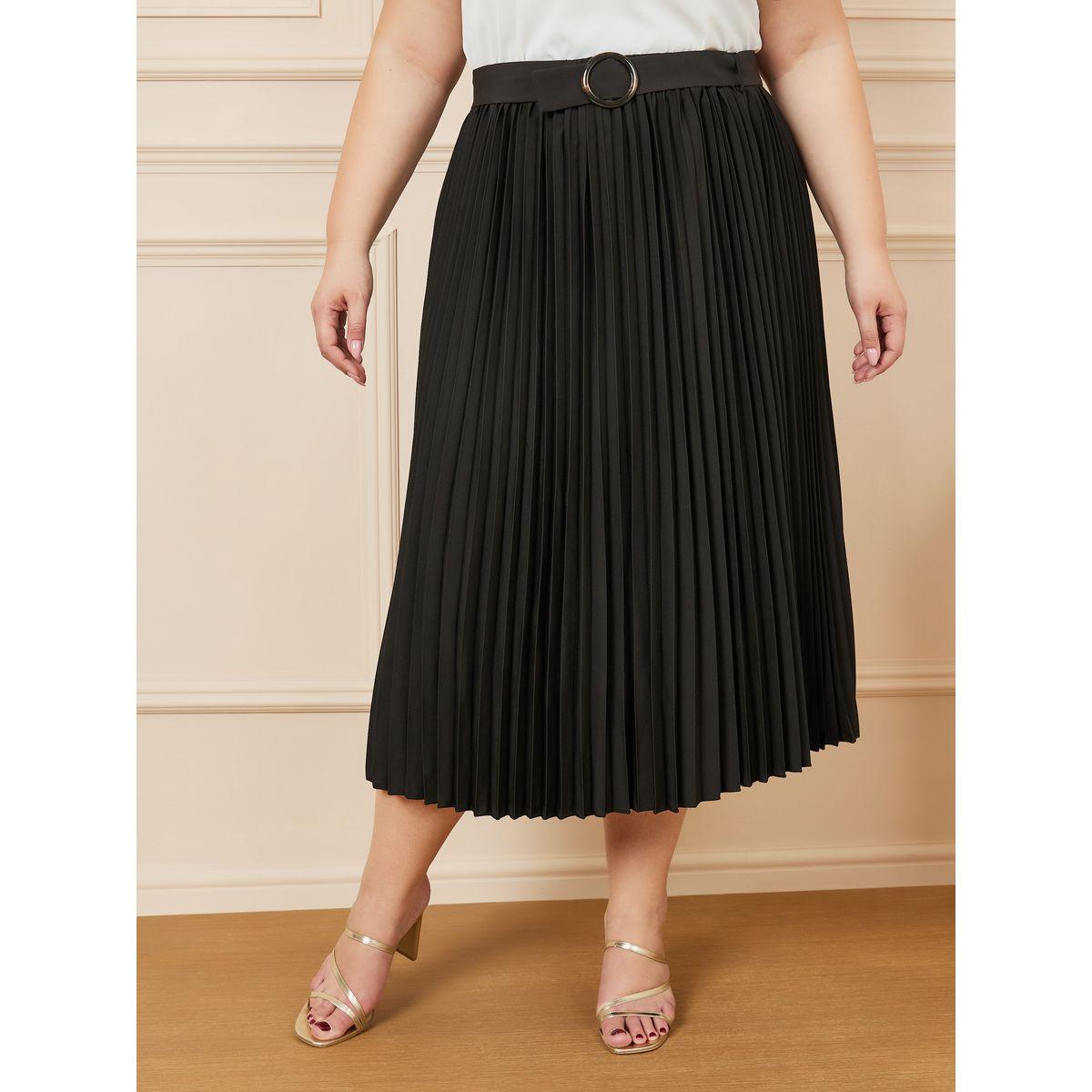 Styli Plus Pleated Belted Midi Skirt-women-clothing-bottoms-skirts-image-1
