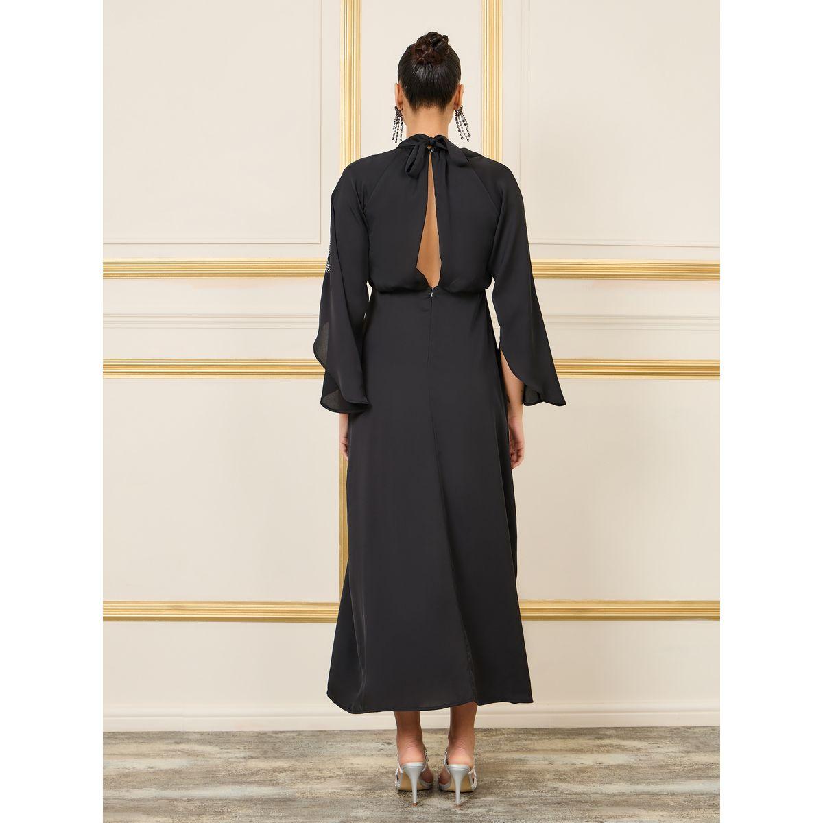 Styli Rhinestone Detail High Neck Shift Maxi Dress-women-clothing-dresses-image-4