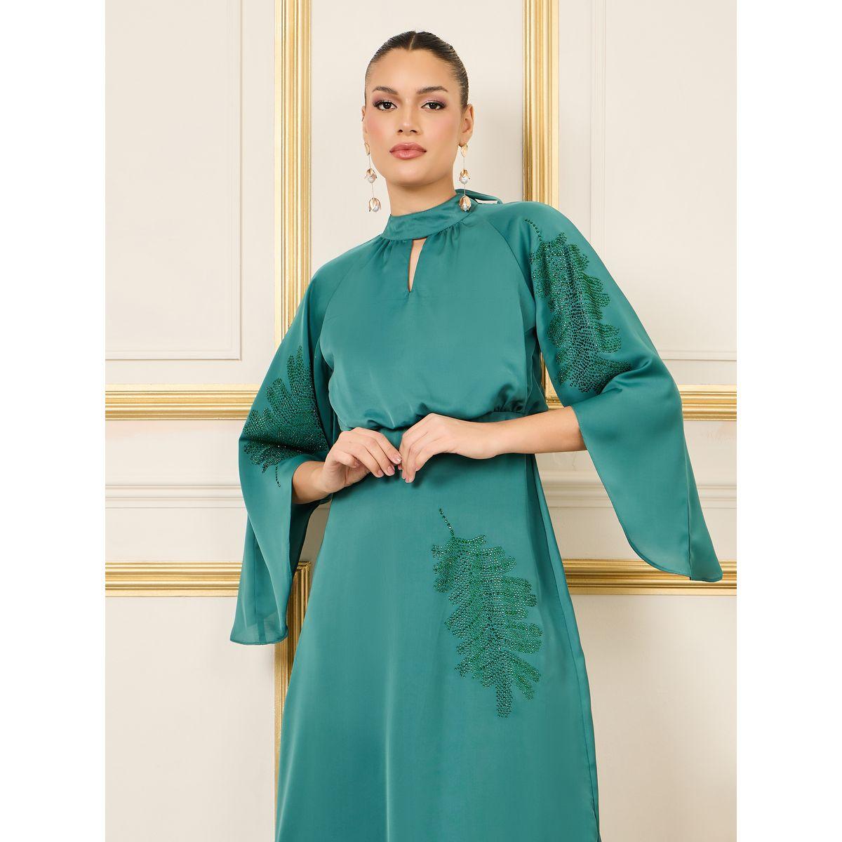 فستان طويل بياقة عالية وحجر الراين-women-clothing-dresses-image-2