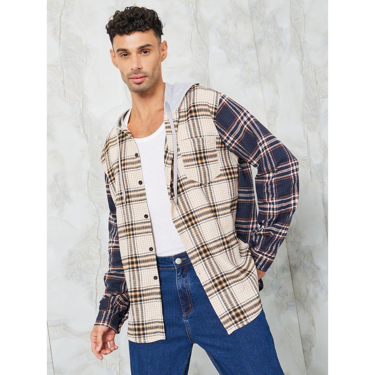 Styli Multi Checked Oversized Hooded Shirt-men-clothing-shirts-image-3