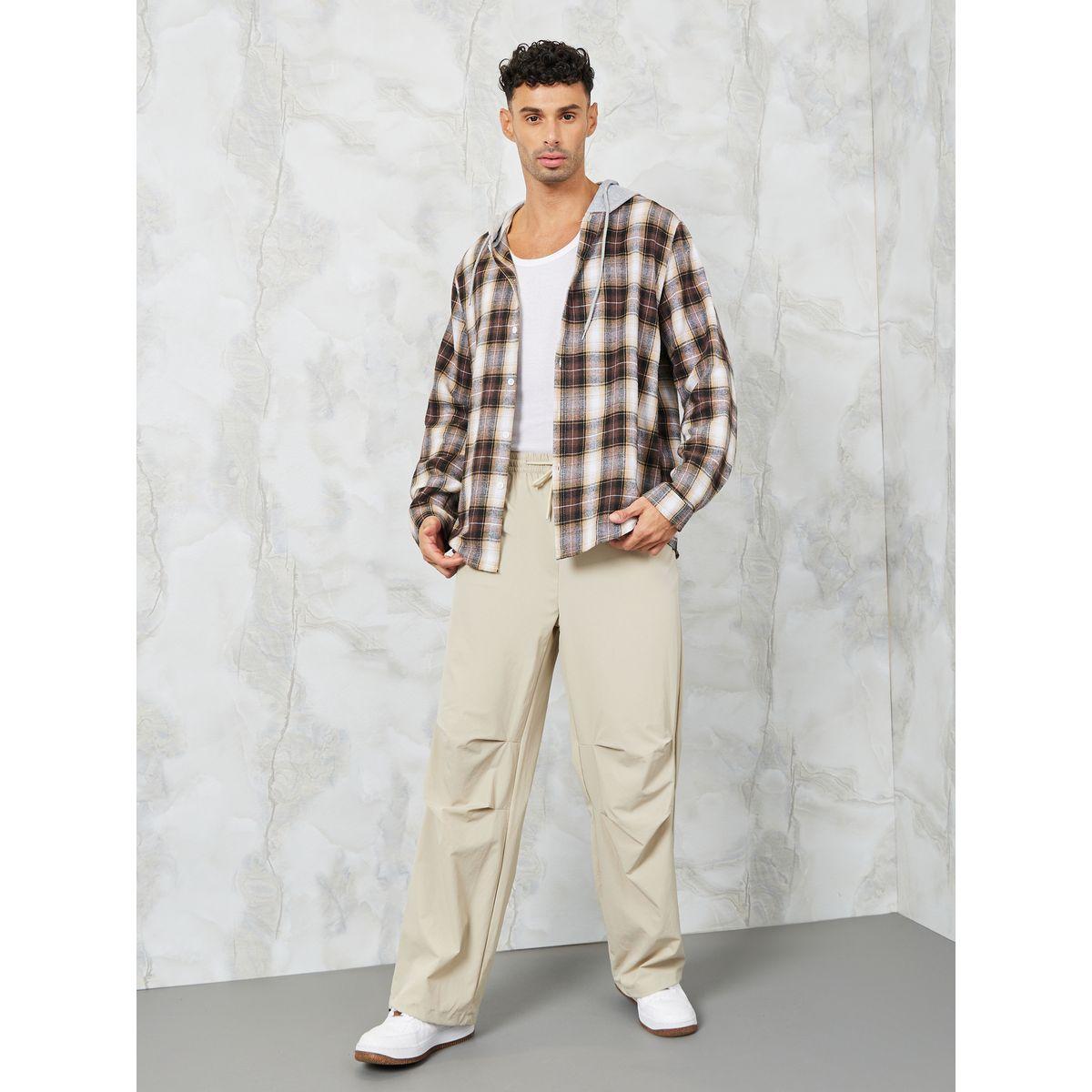قميص كاروهات واسع بياقة هودي-men-clothing-shirts-image-2