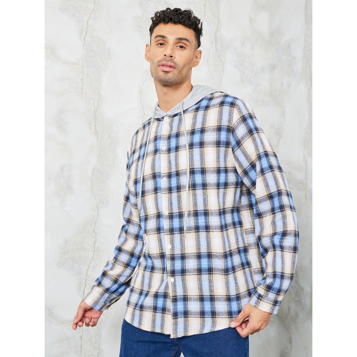 Styli Checked Oversized Hooded Shirt-men-clothing-shirts-image-1