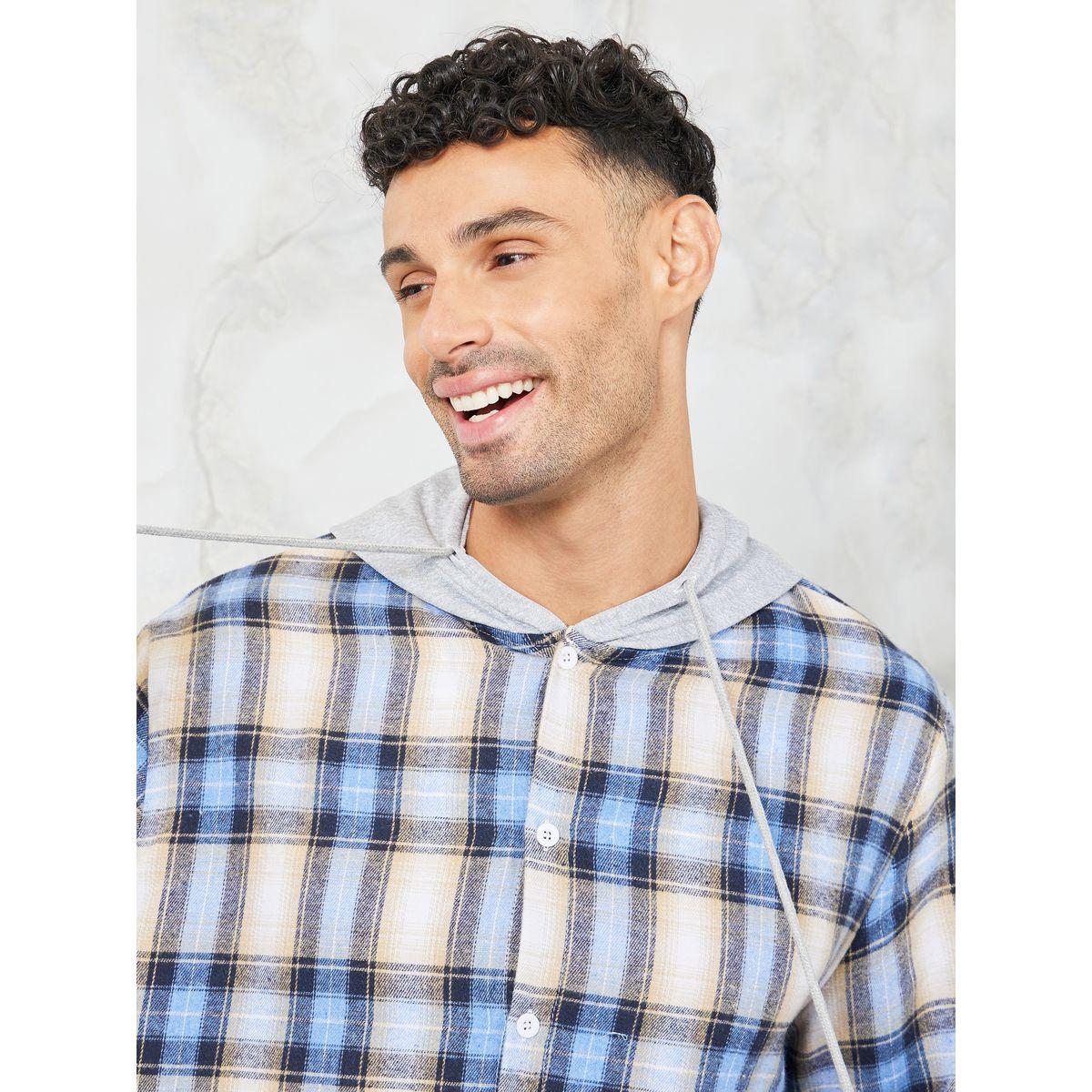 Styli Checked Oversized Hooded Shirt-men-clothing-shirts-image-4
