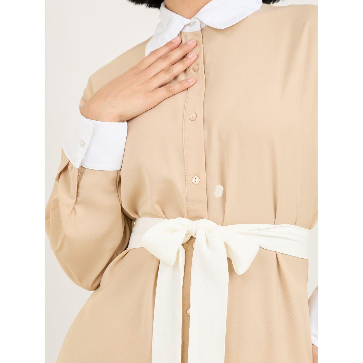 فستان ميدي بياقة مع اكمام بأساور-women-clothing-dresses-image-3