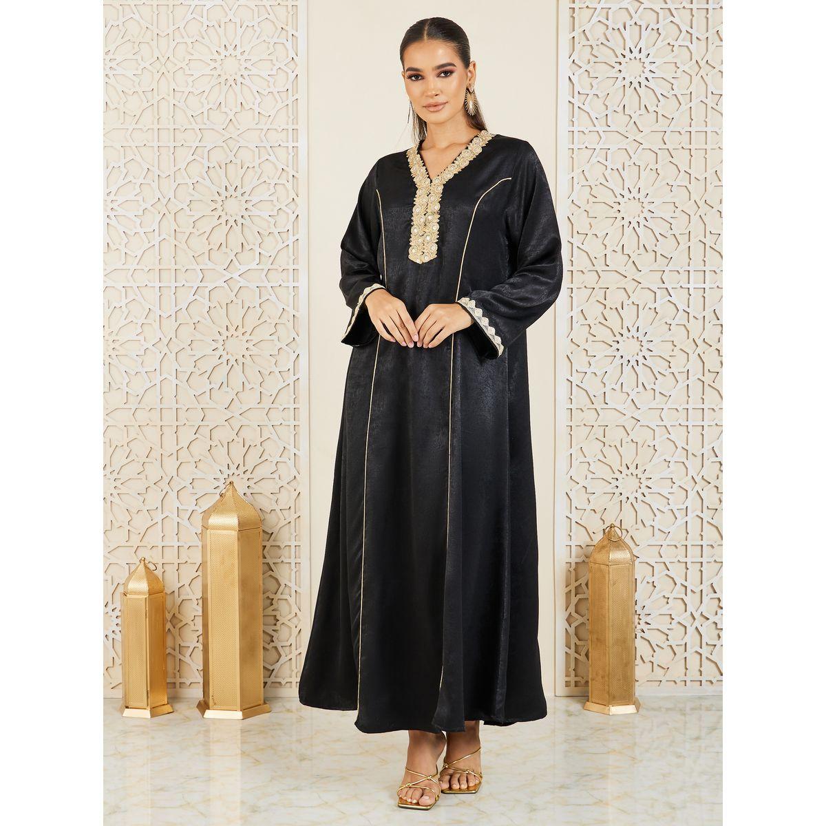 Styli Embroidered Piped Detail Jalabiya-women-arabicclothing-jalabiyas-image-1