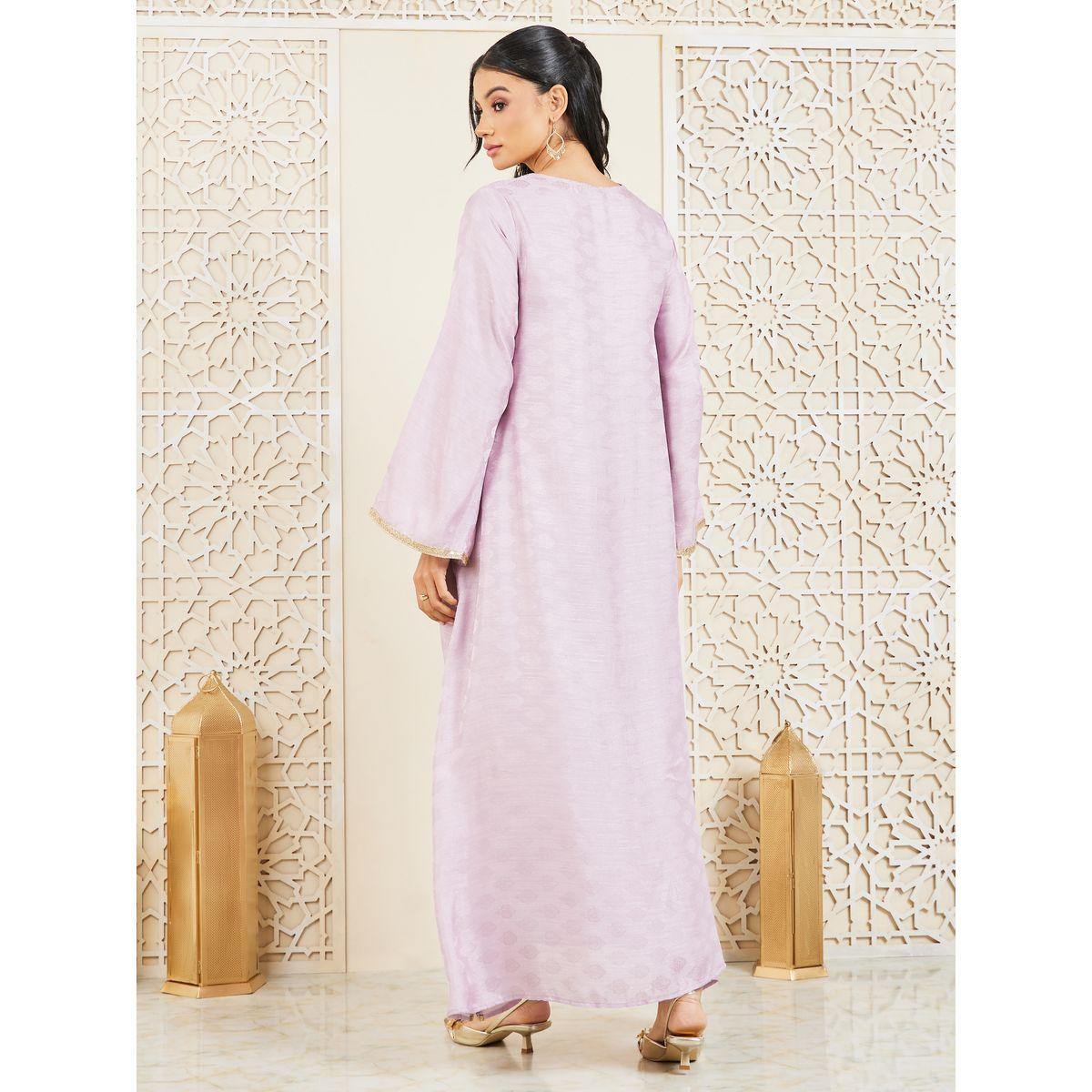 جلابية بطبعة جاكار وتفاصيل دانتيل-women-arabicclothing-jalabiyas-image-4