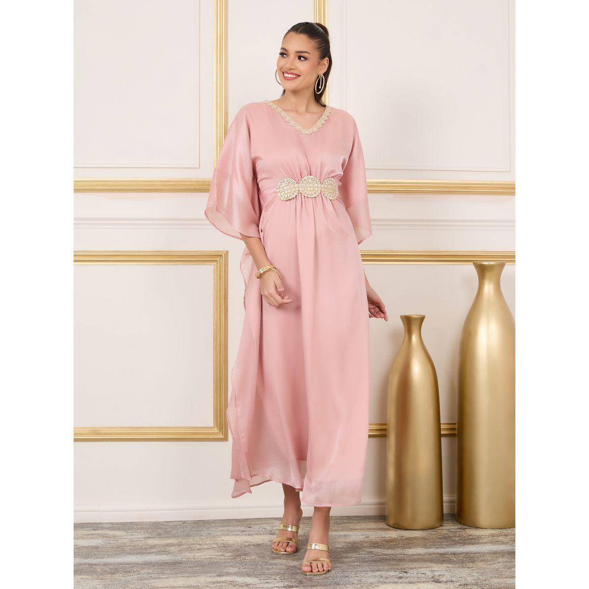 قفطان اورجانزا بتفاصيل مُطرّزة ودانتيل-women-arabicclothing-kaftan-image-1