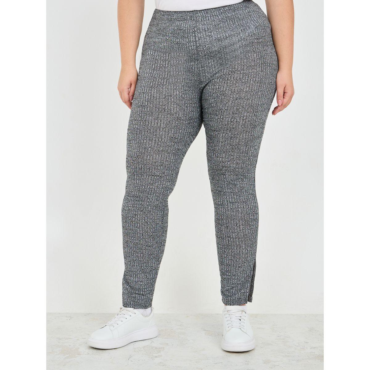 Styli Plus Ribbed Slit Leggings-women-clothing-bottoms-leggings-image-1