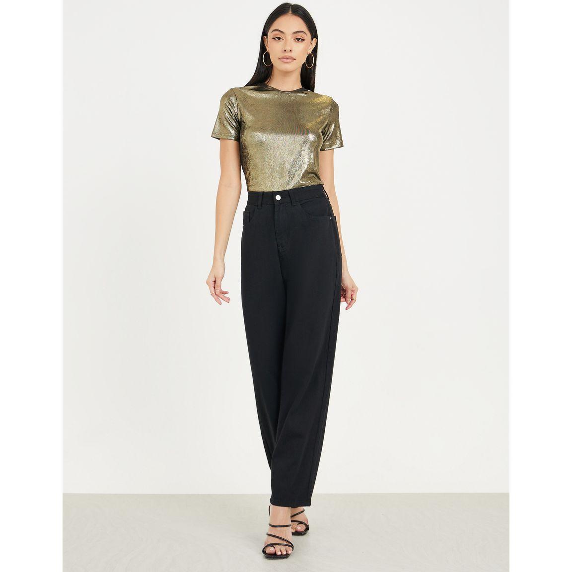 تيشيرت بتفاصيل براقة واكمام قصيرة-women-clothing-tshirts-image-2