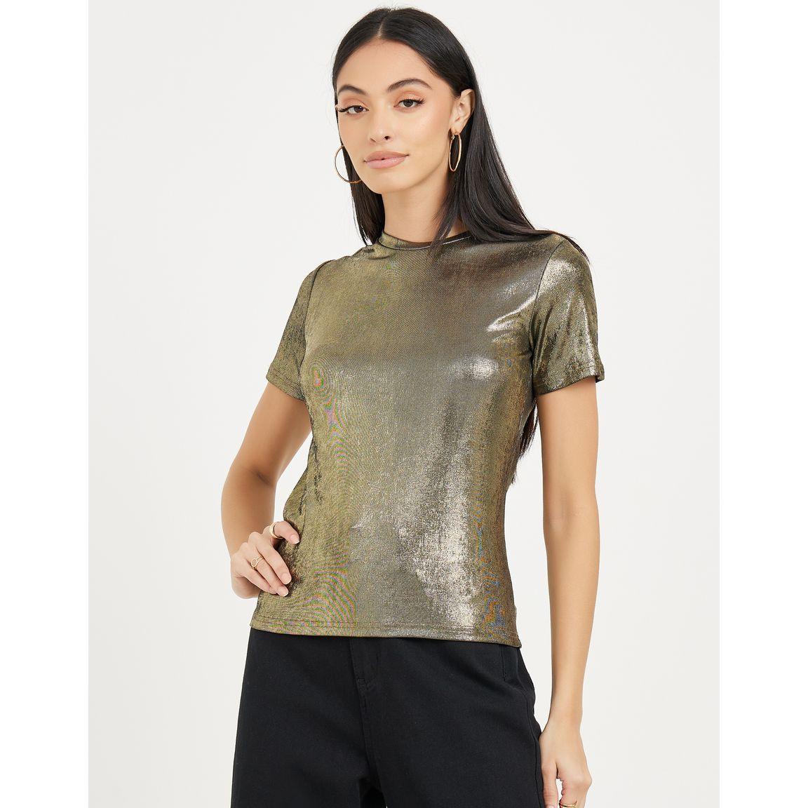 تيشيرت بتفاصيل براقة واكمام قصيرة-women-clothing-tshirts-image-3