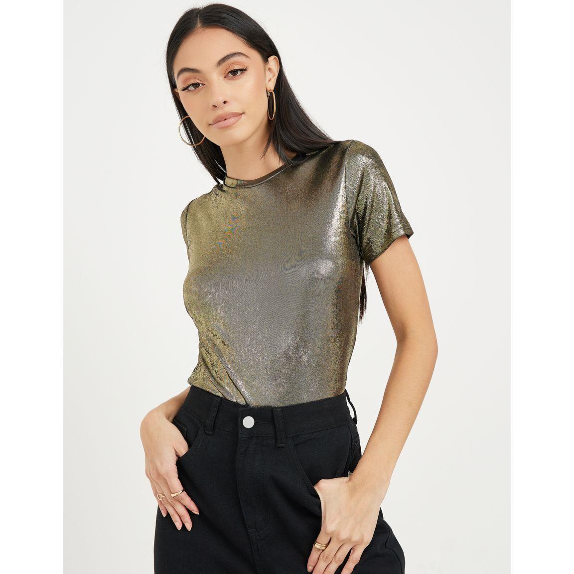 Styli Metallic Textured Short Sleeve T-Shirt-women-clothing-tshirts-image-4