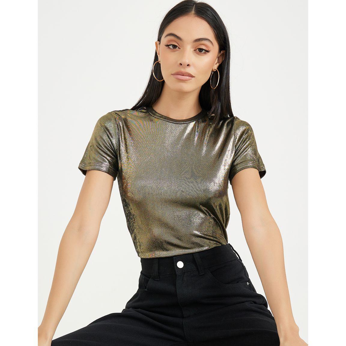 Styli Metallic Textured Short Sleeve T-Shirt-women-clothing-tshirts-image-7
