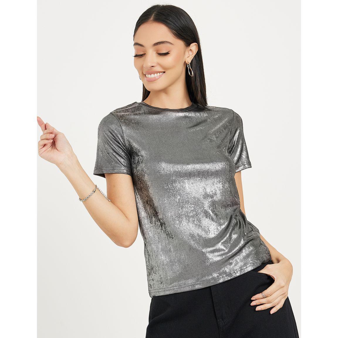 Styli Metallic Textured Short Sleeve T-Shirt-women-clothing-tshirts-image-3