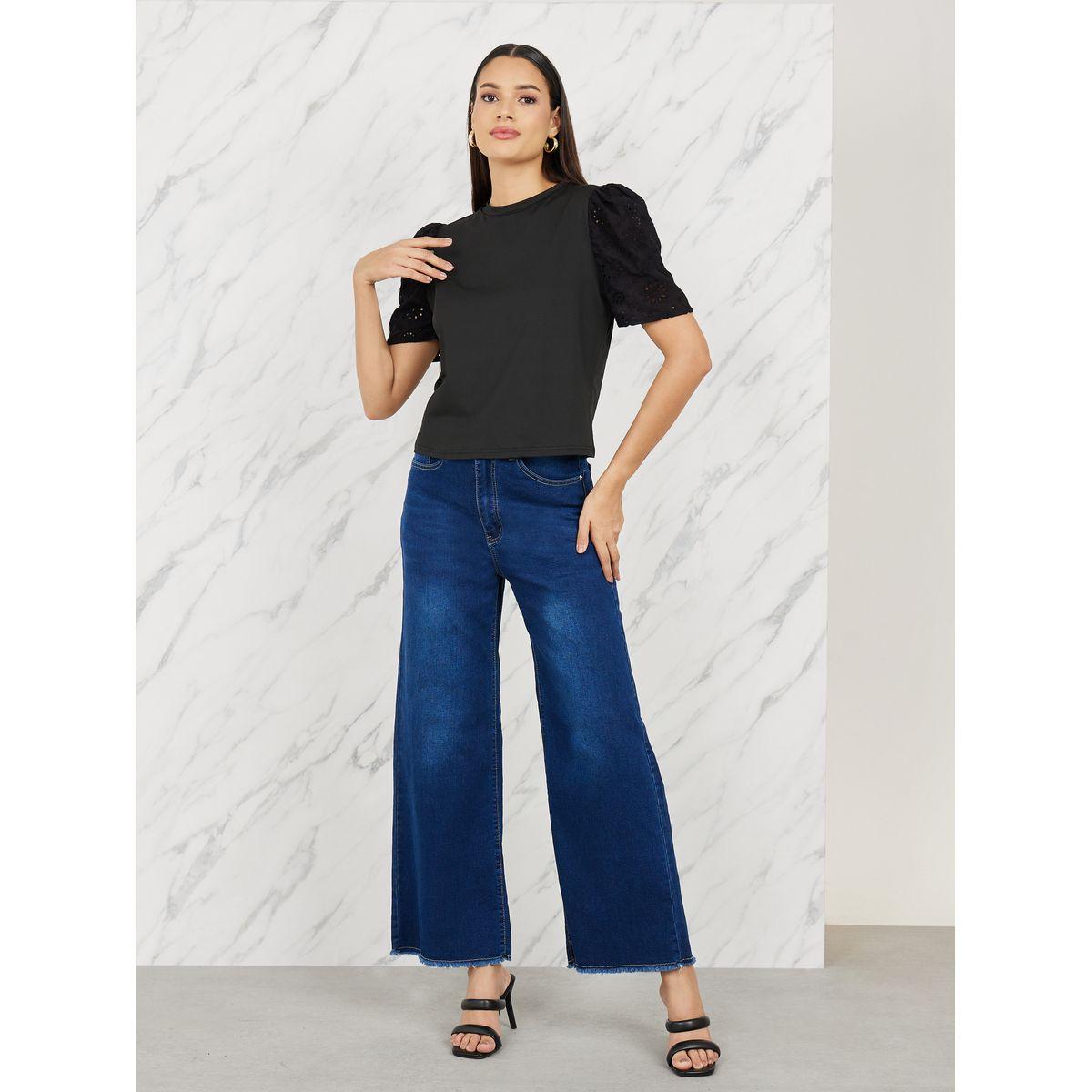 تيشيرت سادة بقصة عادية واكمام بفتحات صغيرة-women-clothing-tshirts-image-3