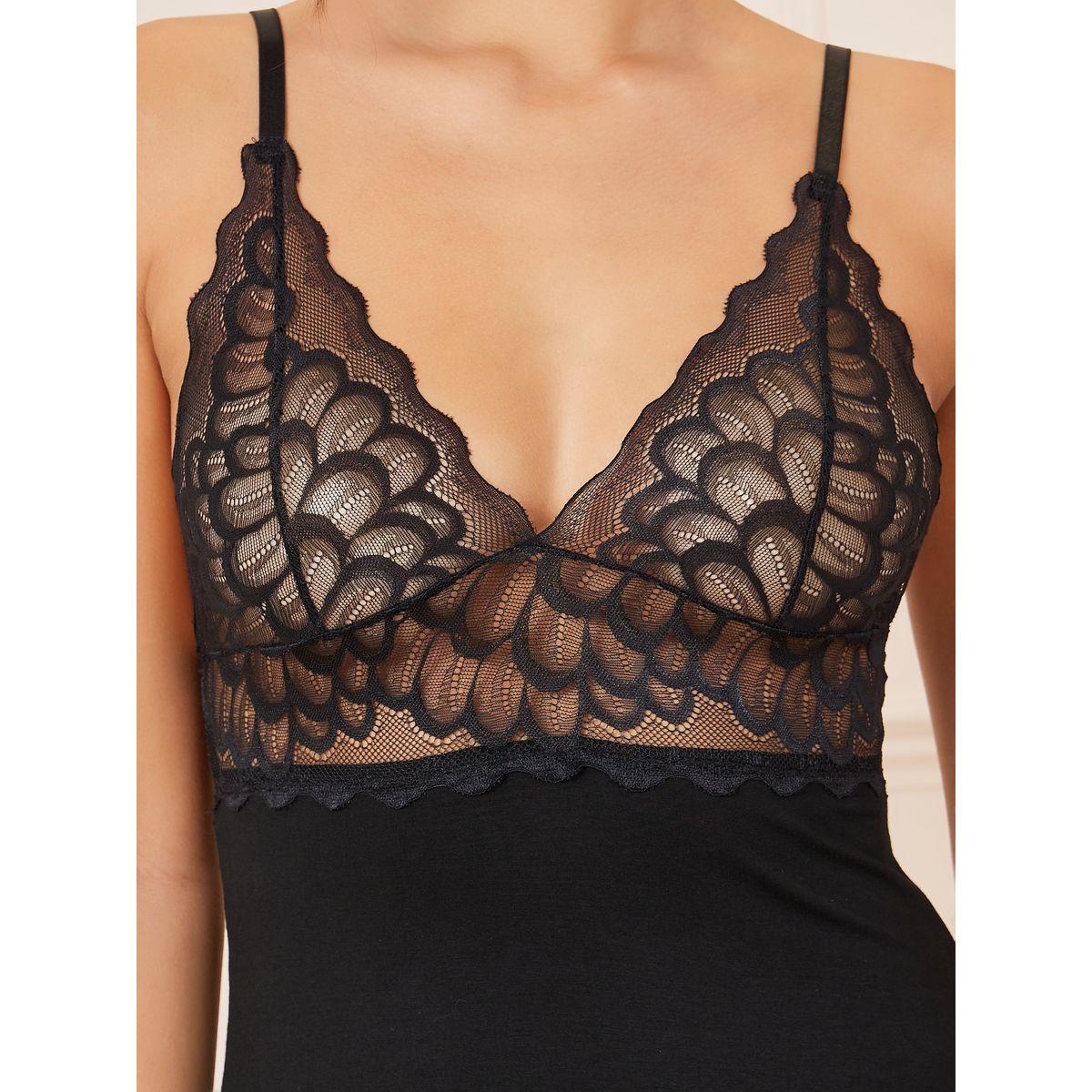 Styli Lace Detail Scalloped Edge Slip Dress-women-clothing-lingerie-babydollsandbodysuits-image-2