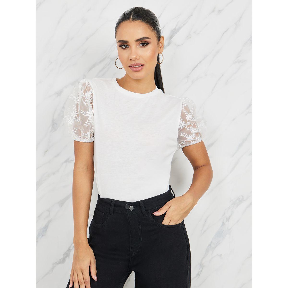 Styli Regular Fit Embroidered Puff Sleeve T-Shirt-women-clothing-tshirts-image-1