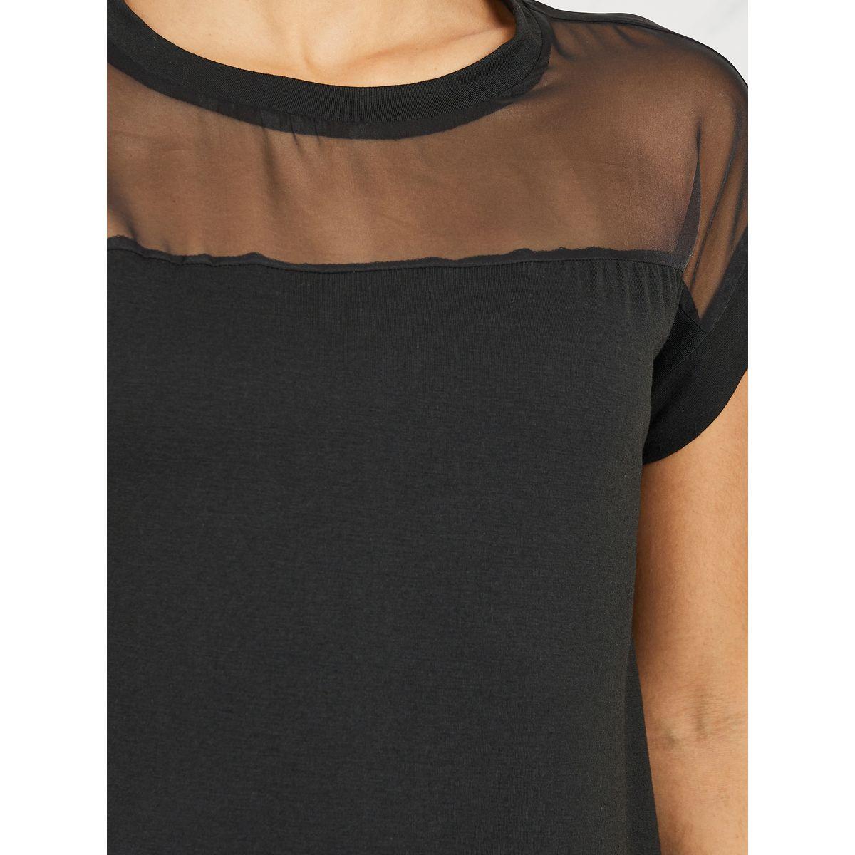 Styli Mesh Insert Regular Fit T-Shirt-women-clothing-tshirts-image-3