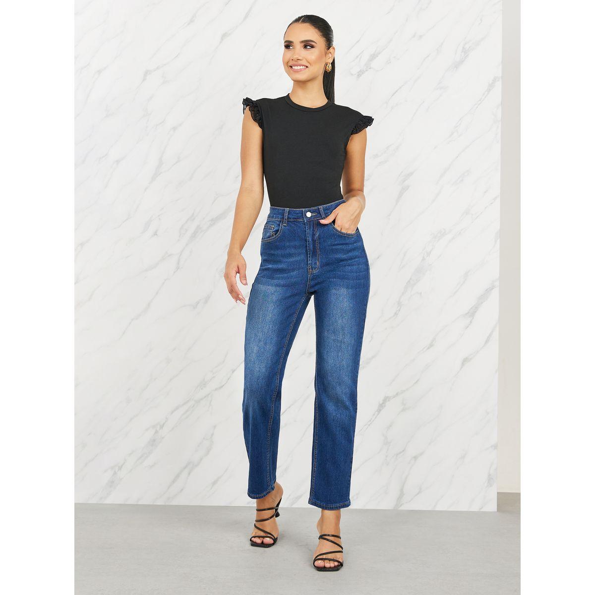 Styli Contrast Ruffle Detail Fitted T-Shirt-women-clothing-tshirts-image-2