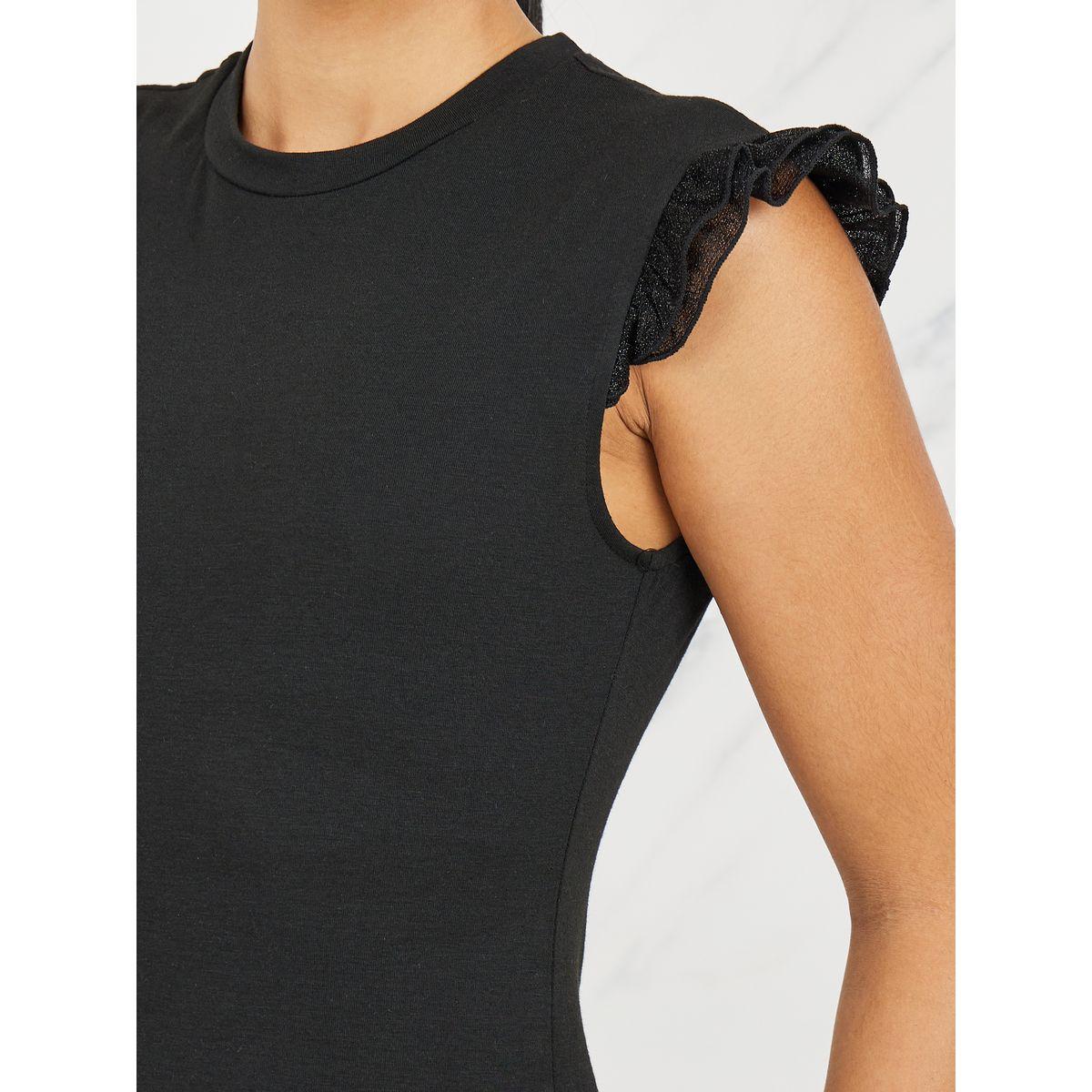 Styli Contrast Ruffle Detail Fitted T-Shirt-women-clothing-tshirts-image-4