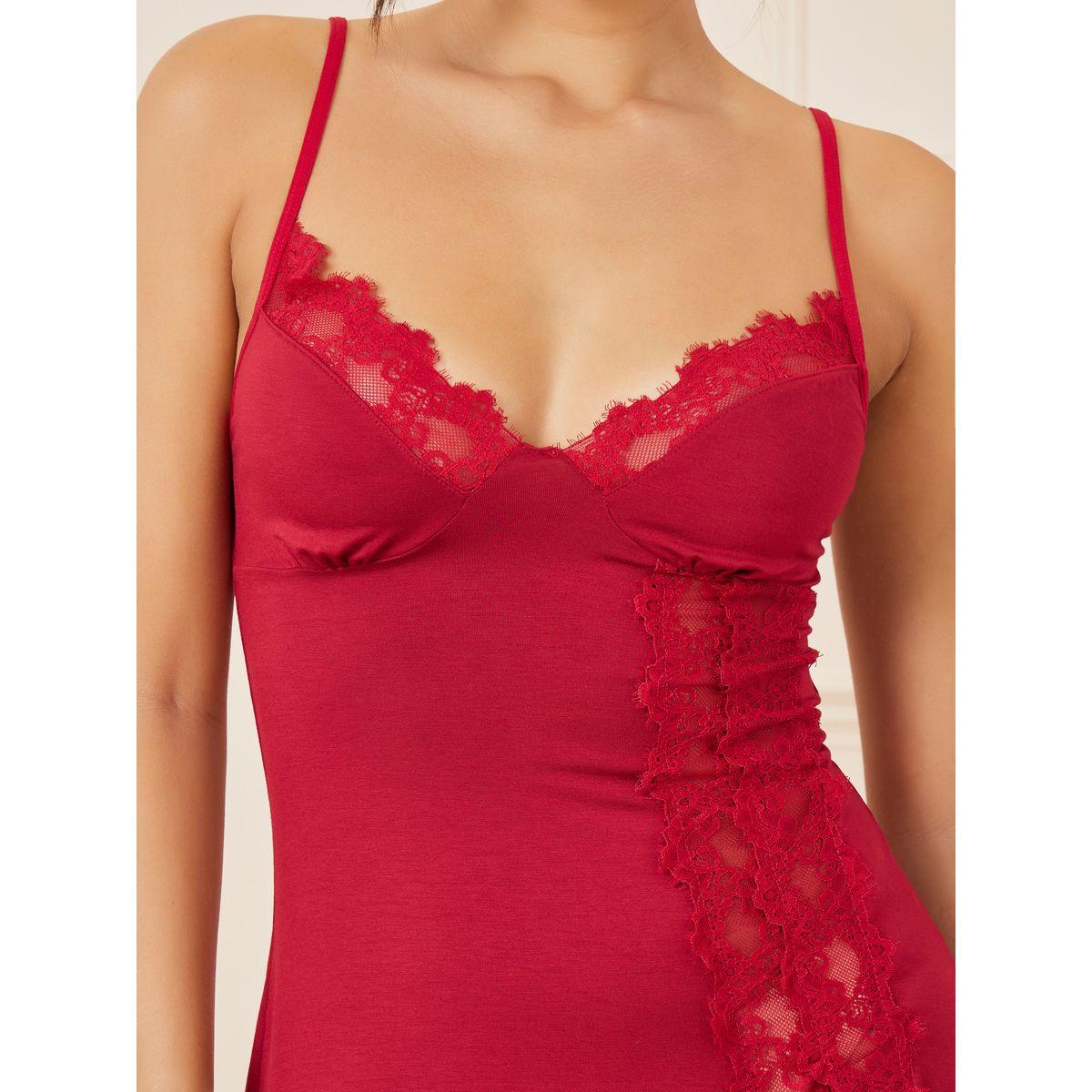 قميص نوم بشق جانبي وتفاصيل دانتيل-women-clothing-lingerie-babydollsandbodysuits-image-2