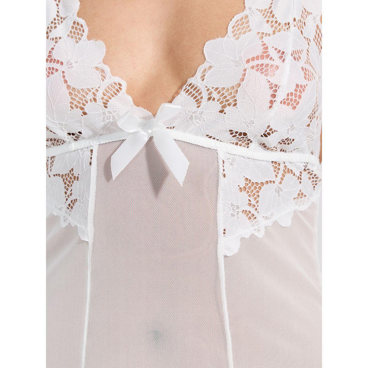 Styli Floral Lace Cup & Hem Mesh Panel Slip Dress with Thong Set-women-clothing-lingerie-babydollsandbodysuits-image-2