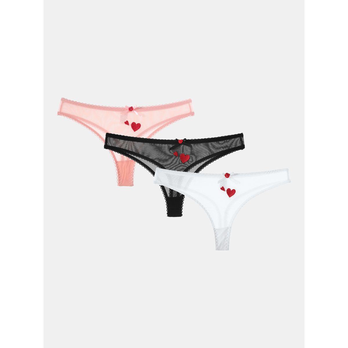 Styli Pack of 3 - Heart Embroidered Mesh Thong-women-clothing-lingerie-panties-image-6