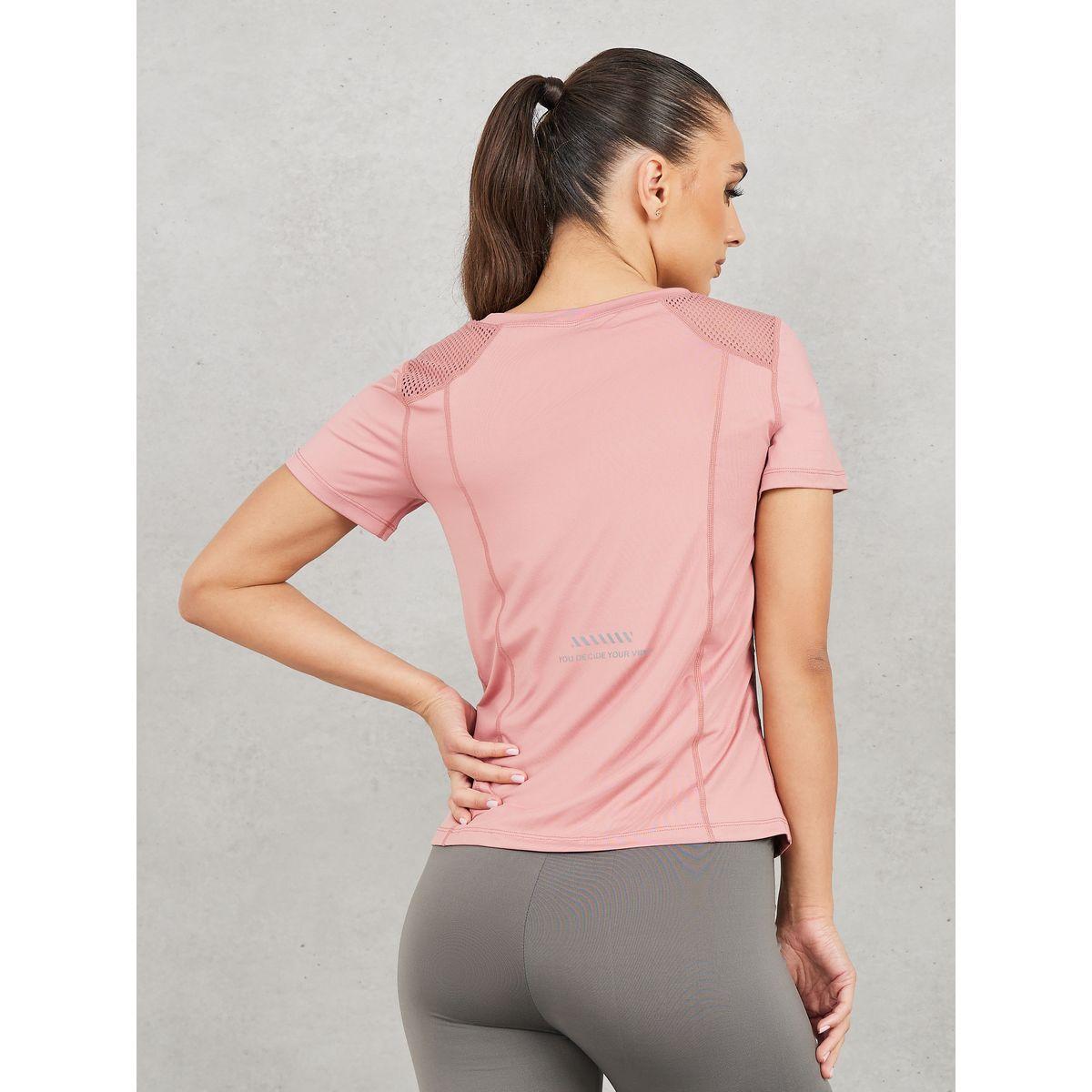 Styli Active Mesh Panel Stitch Detail Reflective Slogan Back Print Top-men-clothing-sportswearandactivewear-tshirtsandpolos-image-5