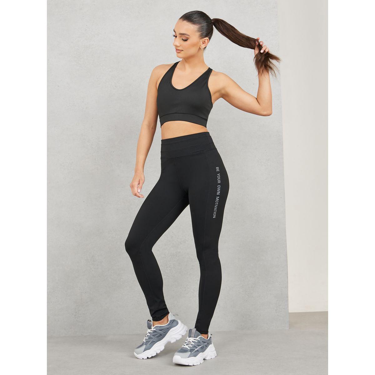 Styli Active Broad Waistband Side Motivation Slogan Print Full Length Legging-women-clothing-sportswearandactivewear-bottoms-joggersandtrackpants-image-1