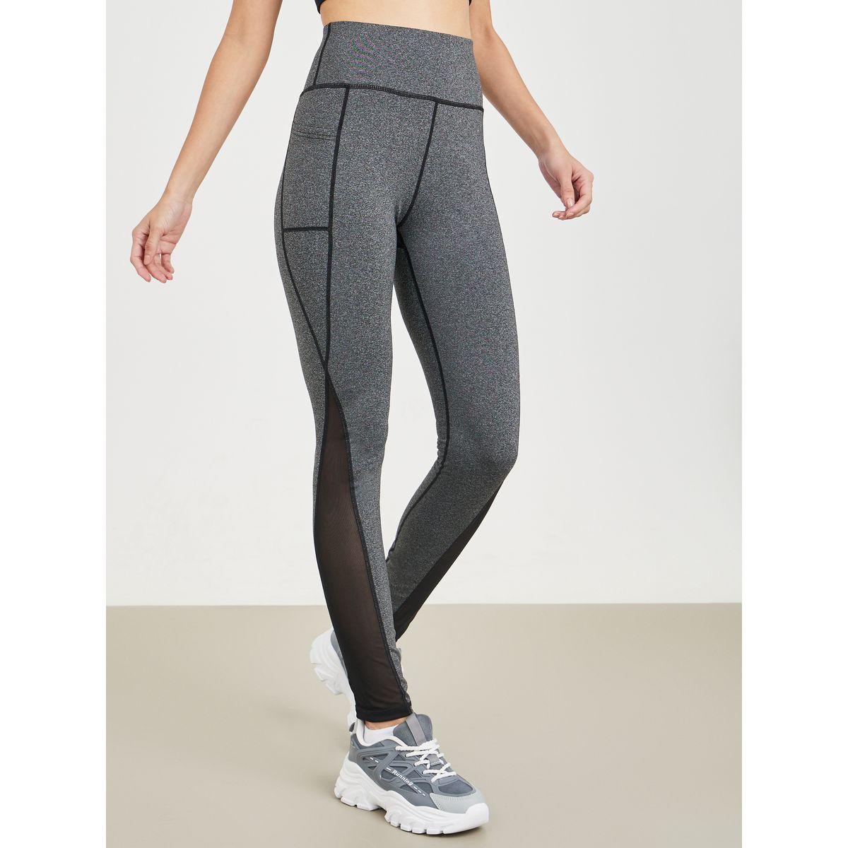 Styli Active Melange Contrast Stitch Mesh Detail Leggings-women-clothing-sportswearandactivewear-bottoms-image-2
