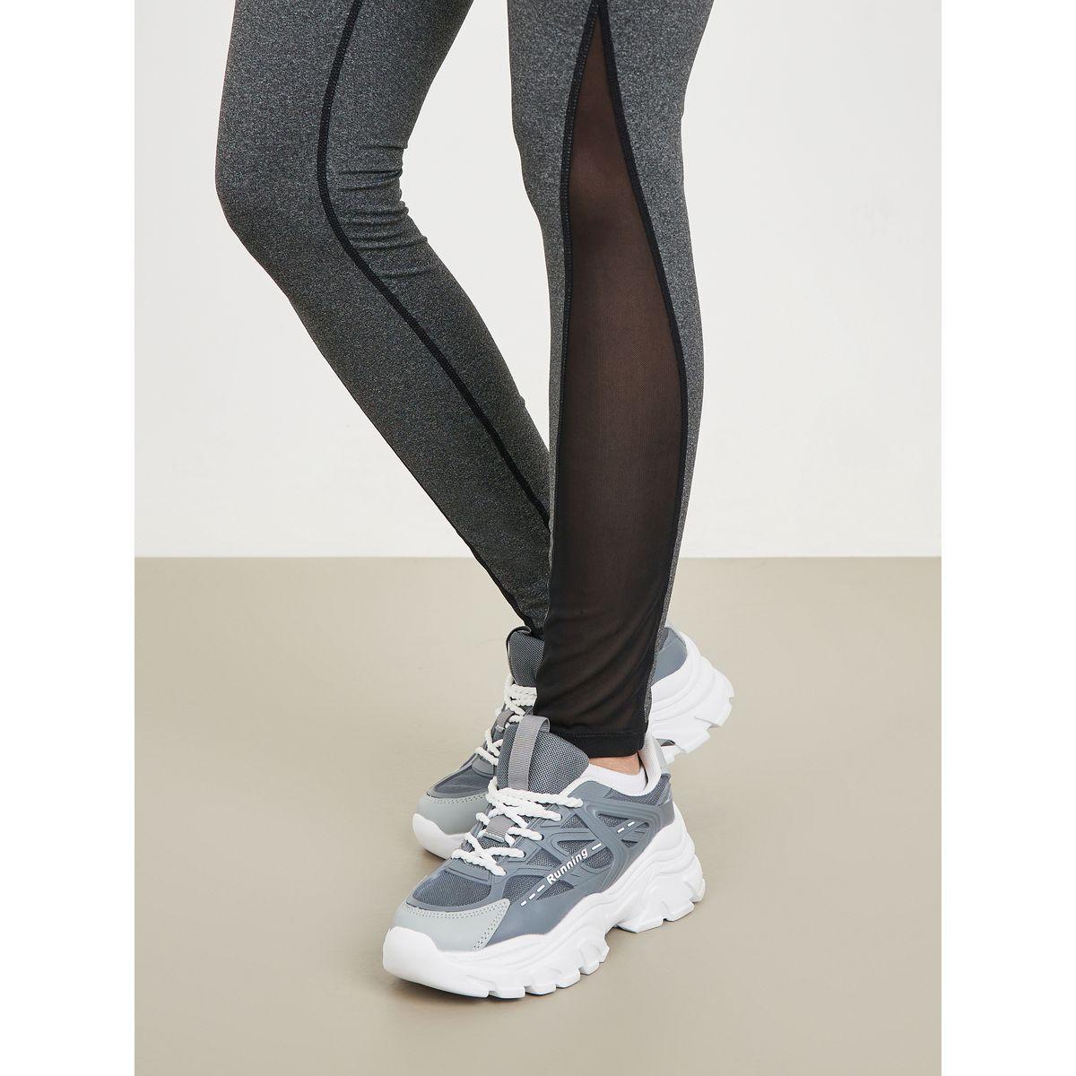 Styli Active Melange Contrast Stitch Mesh Detail Leggings-women-clothing-sportswearandactivewear-bottoms-image-4