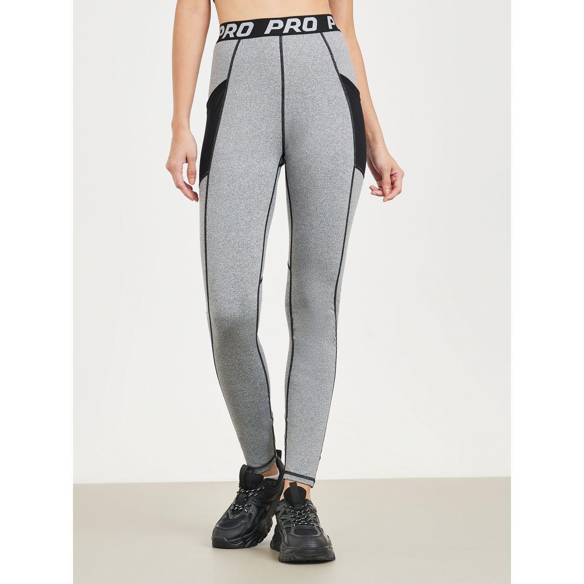 Styli Active Melange Stitch and Mesh Pocket Detail Leggings-women-clothing-sportswearandactivewear-bottoms-image-1