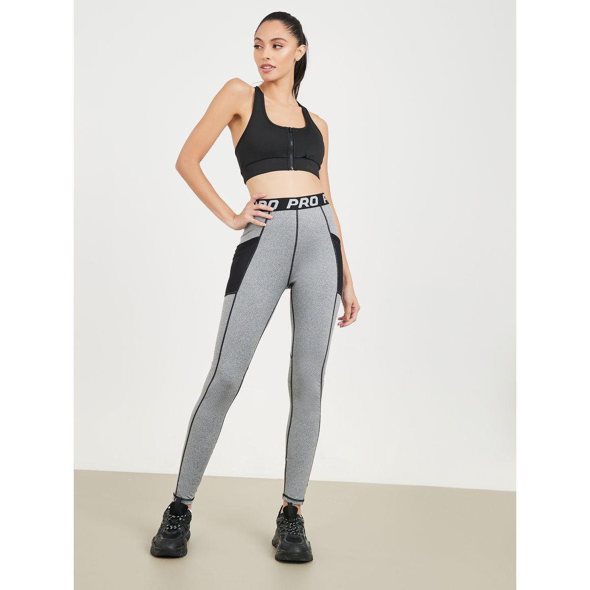 Styli Active Melange Stitch and Mesh Pocket Detail Leggings-women-clothing-sportswearandactivewear-bottoms-image-2