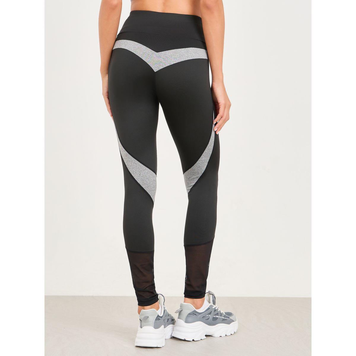 Styli Active Contrast Melange Panel Detail Full Length Legging-women-clothing-sportswearandactivewear-bottoms-image-1