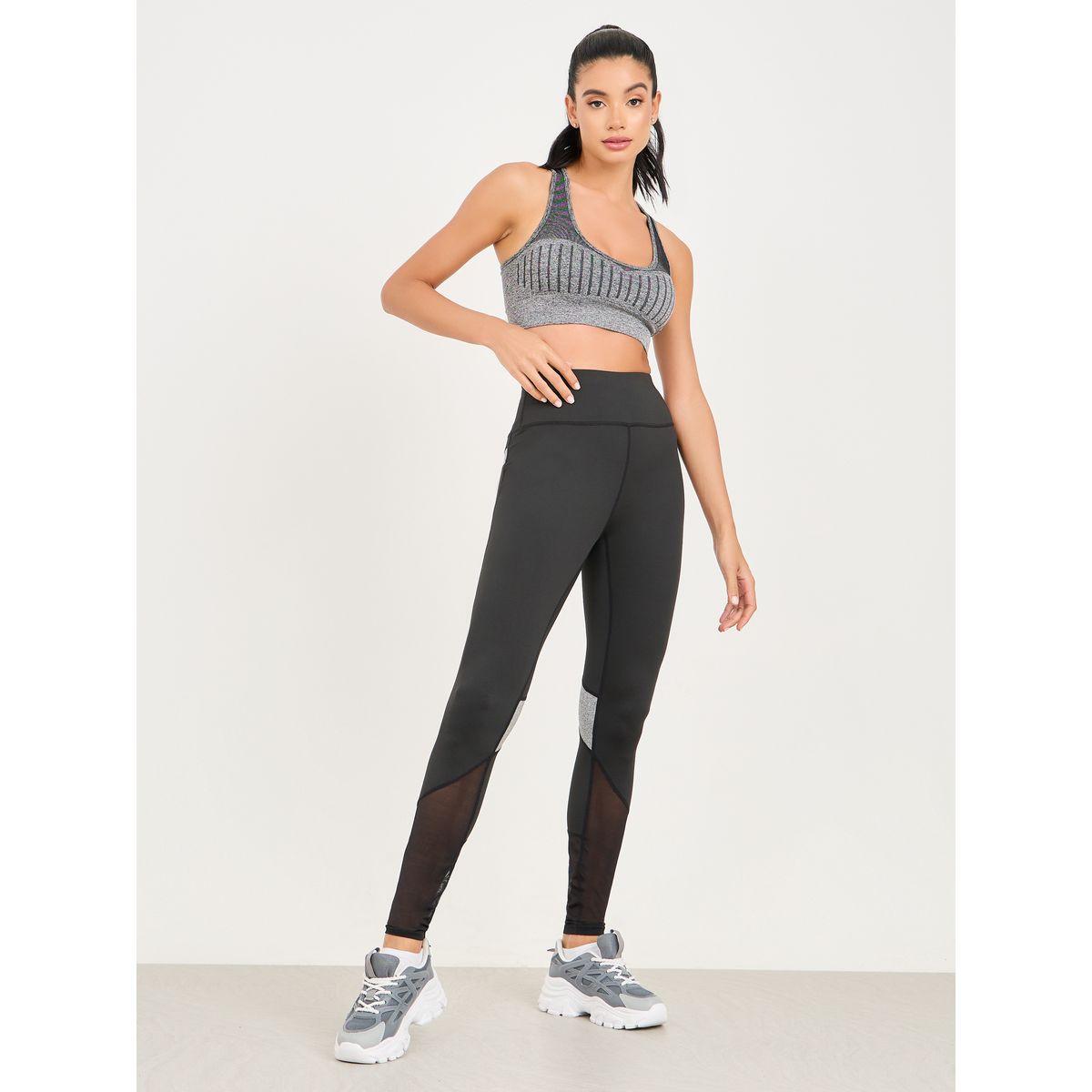 Styli Active Contrast Melange Panel Detail Full Length Legging-women-clothing-sportswearandactivewear-bottoms-image-2
