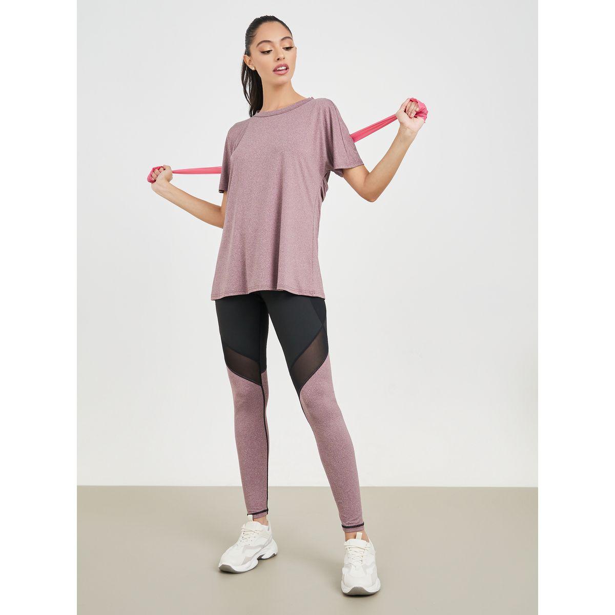 ستايل أكتيف ميلانج بتفاصيل ظهر مفتوح مع قميص وشبكة بلون الكتلة-women-clothing-sportswearandactivewear-trackpantsandtracksuits-image-1