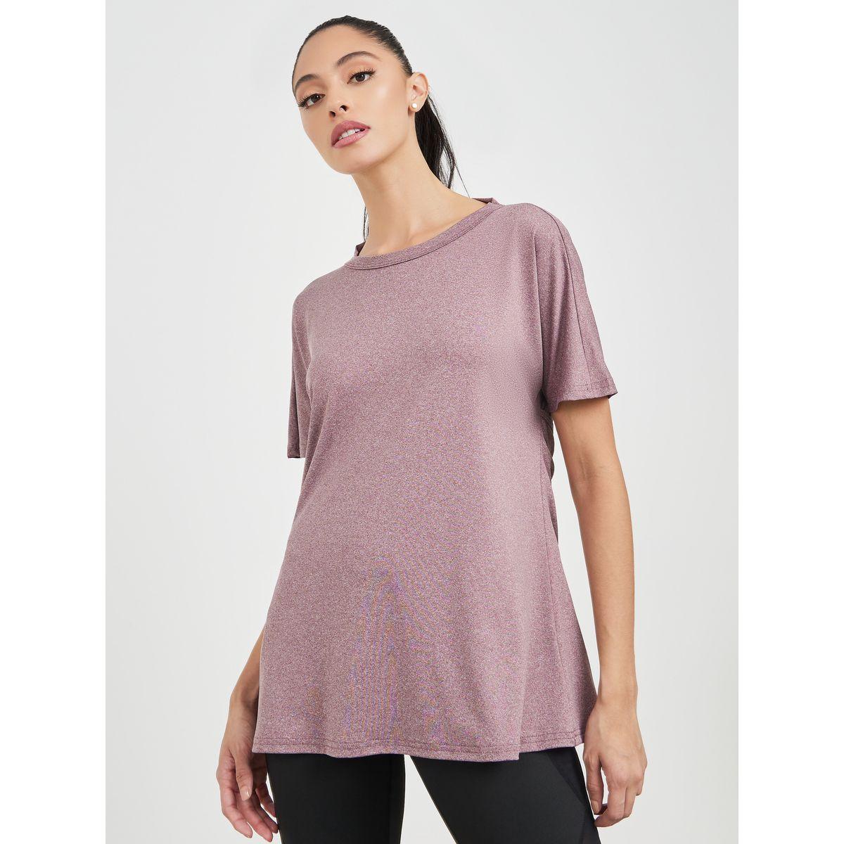 ستايل أكتيف ميلانج بتفاصيل ظهر مفتوح مع قميص وشبكة بلون الكتلة-women-clothing-sportswearandactivewear-trackpantsandtracksuits-image-2