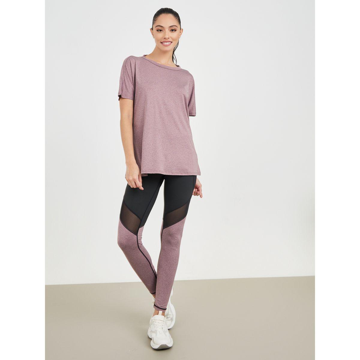ستايل أكتيف ميلانج بتفاصيل ظهر مفتوح مع قميص وشبكة بلون الكتلة-women-clothing-sportswearandactivewear-trackpantsandtracksuits-image-3