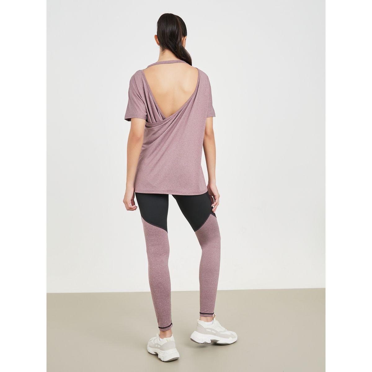 ستايل أكتيف ميلانج بتفاصيل ظهر مفتوح مع قميص وشبكة بلون الكتلة-women-clothing-sportswearandactivewear-trackpantsandtracksuits-image-7