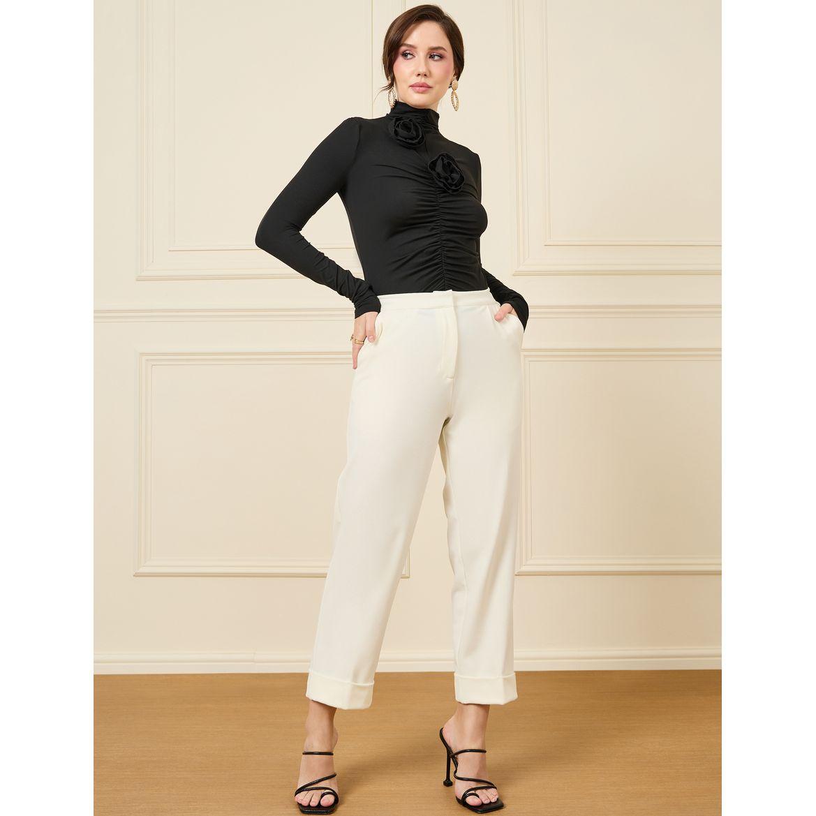 Styli Gathered Front Floral Applique Detail Knit Top-women-clothing-shirtsandblouses-blouses-image-3