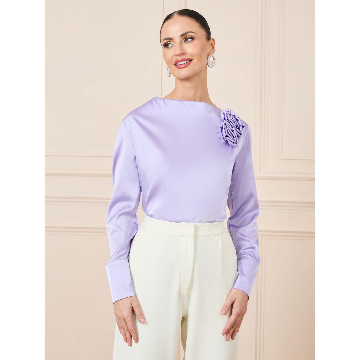 Styli Floral Applique Boat Neck Blouse-women-clothing-shirtsandblouses-blouses-image-1