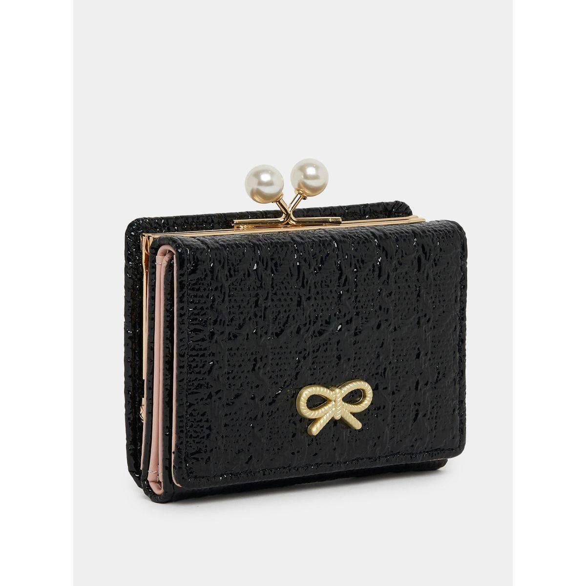 Styli Textured Three Fold Wallet with Kiss Lock Coin Purse-women-bagsandwallets-wallets-image-1