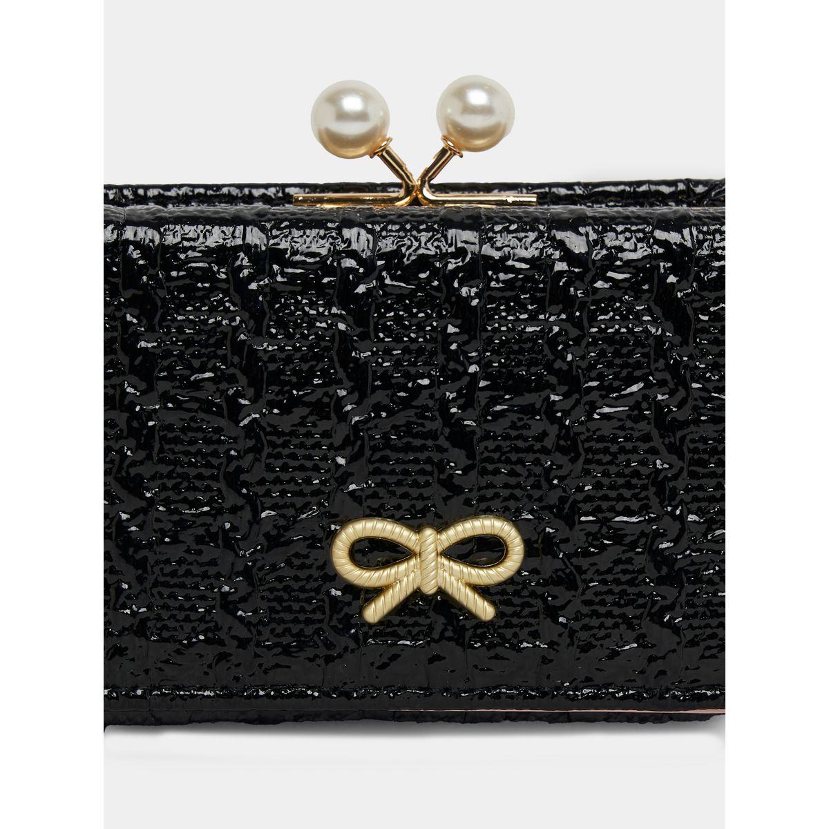 Styli Textured Three Fold Wallet with Kiss Lock Coin Purse-women-bagsandwallets-wallets-image-3