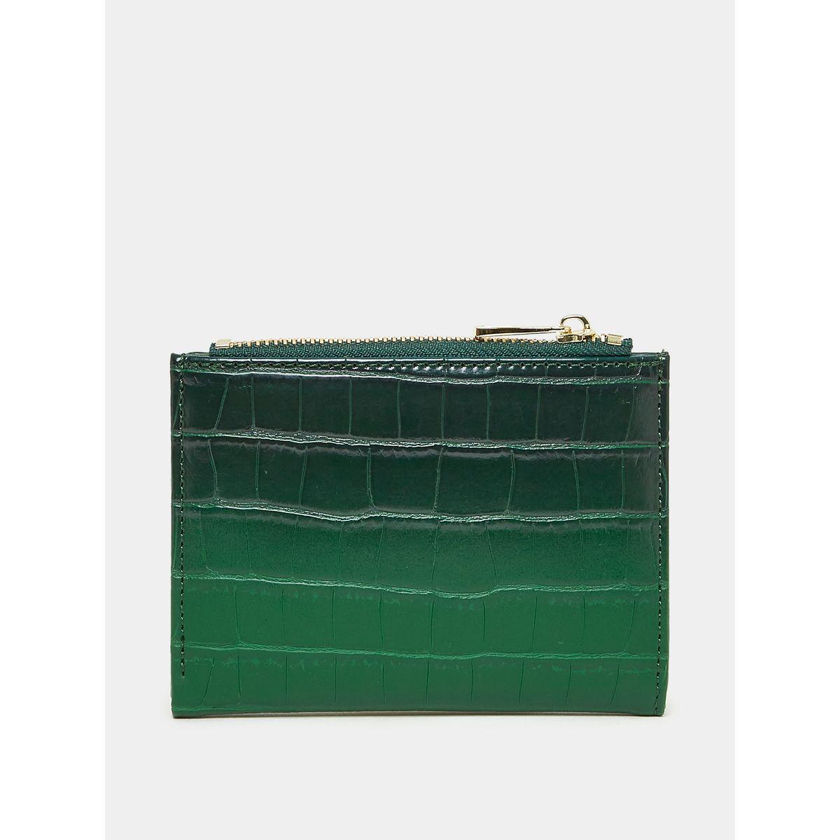 Styli Croc Textured Colorblock Bi-Fold Wallet with Zip and Flap Closure-women-bagsandwallets-wallets-image-3
