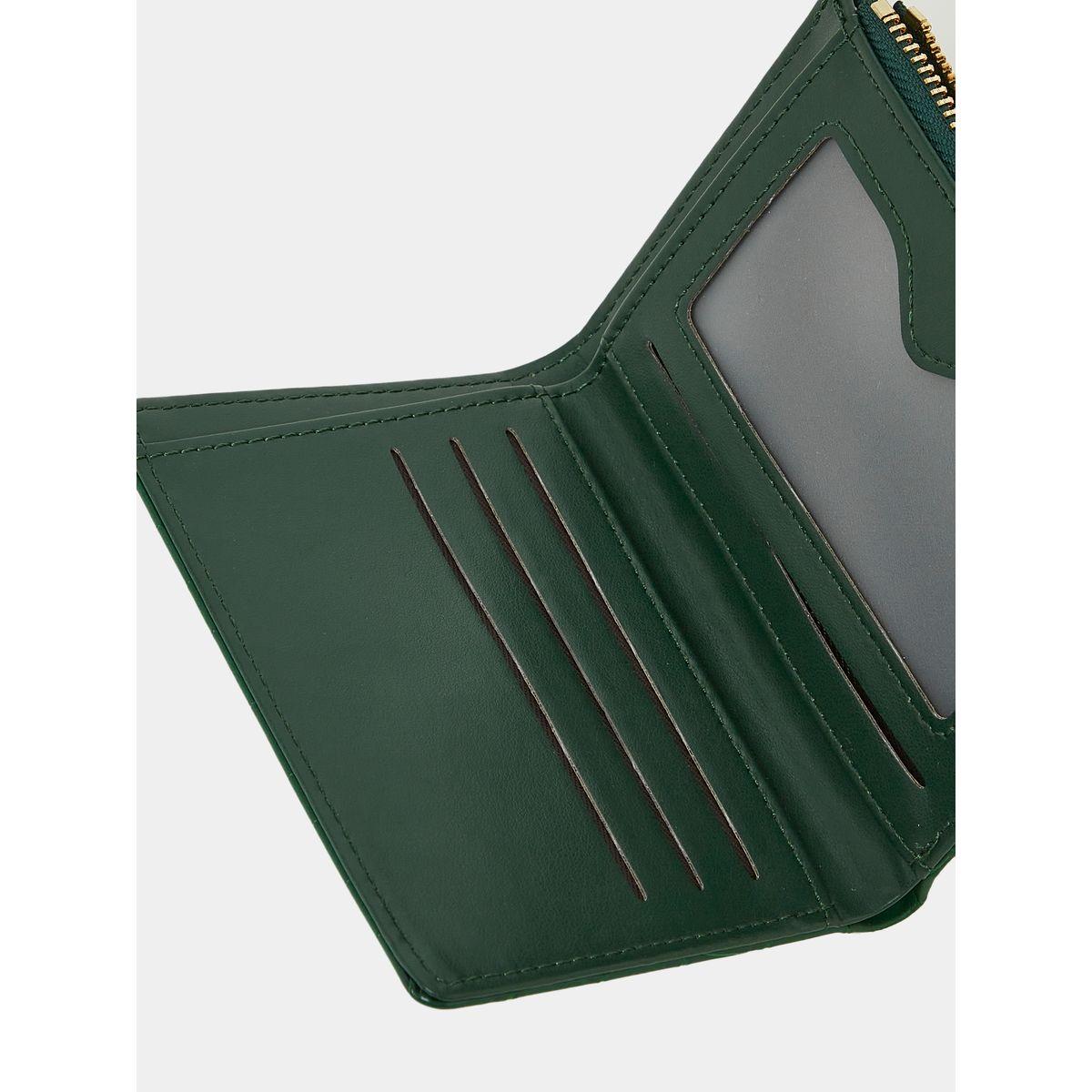 Styli Croc Textured Colorblock Bi-Fold Wallet with Zip and Flap Closure-women-bagsandwallets-wallets-image-4