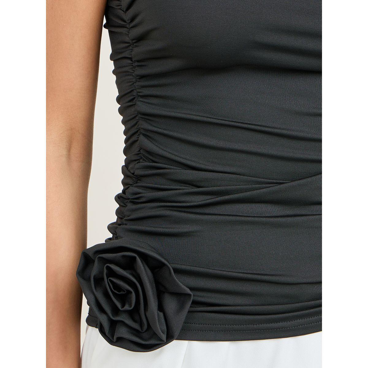 Styli One Sleeve Floral Applique Detail Knit Top-women-clothing-shirtsandblouses-blouses-image-3