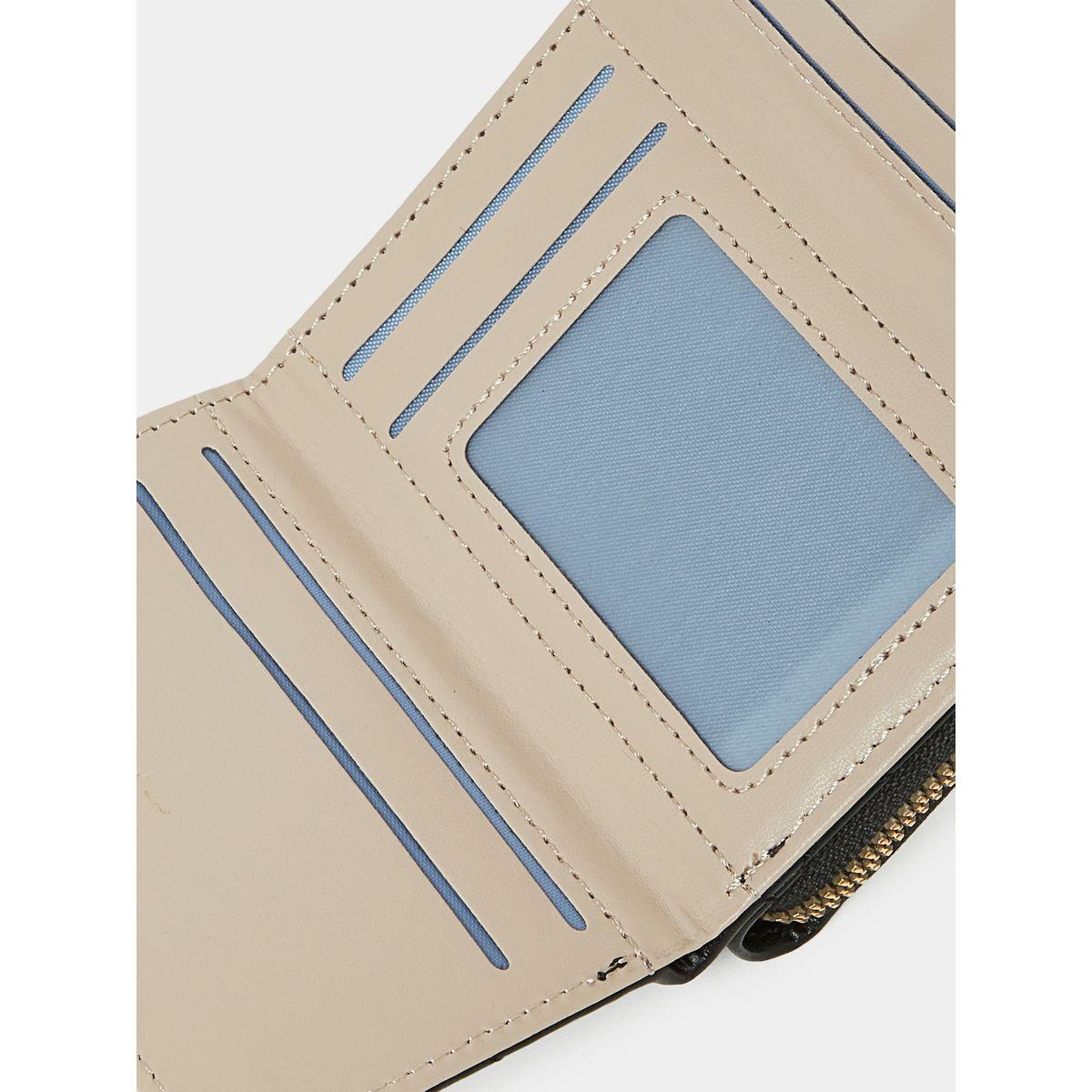 Styli Stitch Detail Bi-Fold Coin Wallet with Zip and Flap Closure-women-bagsandwallets-wallets-image-4