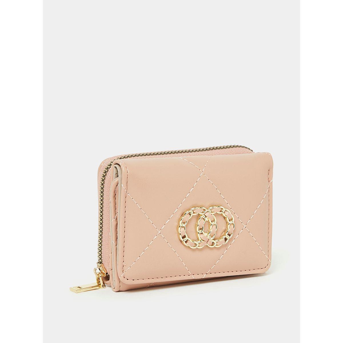 Styli Stitch Detail Bi-Fold Coin Wallet with Zip and Flap Closure-women-bagsandwallets-wallets-image-1