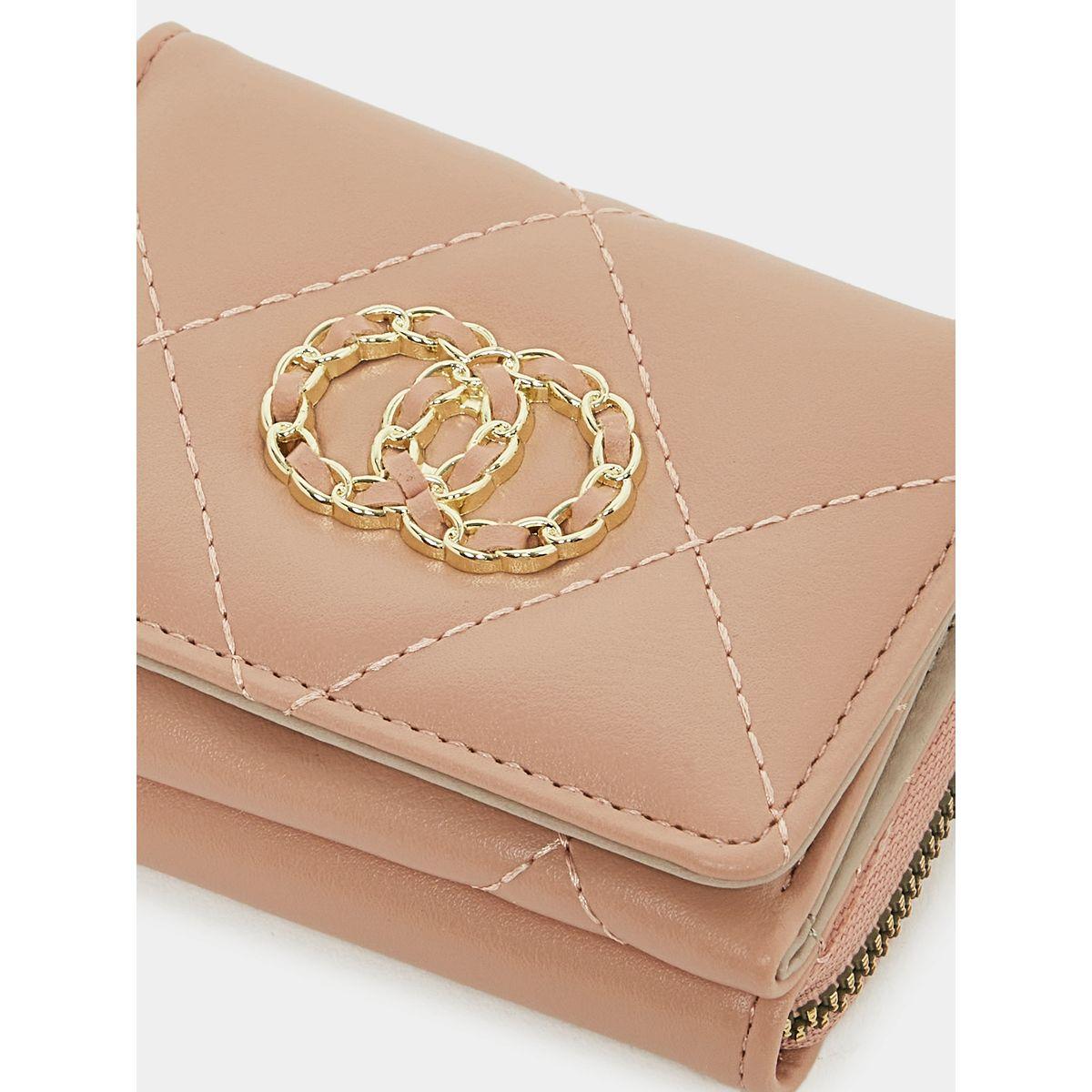 Styli Stitch Detail Bi-Fold Coin Wallet with Zip and Flap Closure-women-bagsandwallets-wallets-image-2